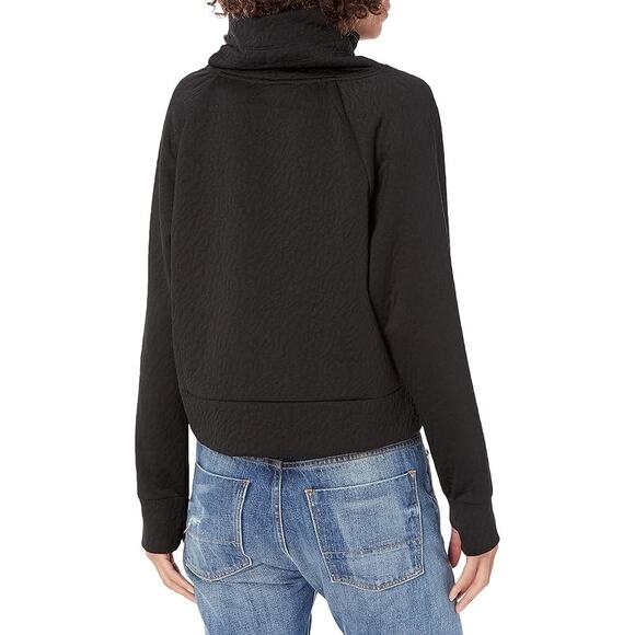 Juicy Couture Sport Black Quilted Crop Funnel Neck Pullover Sweatshirt- L - Picture 6 of 15